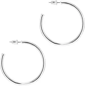 14K Gold Plated Hoop Earrings For Women | 2mm Thick Infinity Gold Hoops Women Earrings | Gold Plated Loop Earrings For Women | Lightweight Hoop Earrings Set For Girls