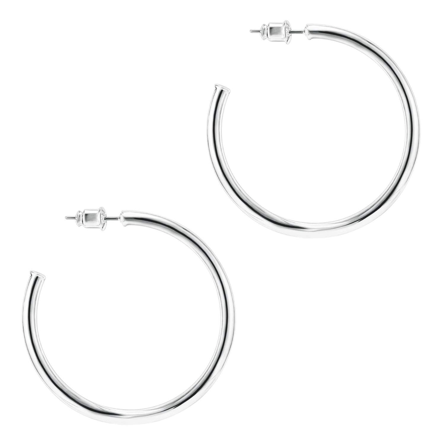 PAVOI 14K Gold Plated Hoop Earrings for Women - 2mm Thick Infinity Hoops - Lightweight Loop Earrings Set