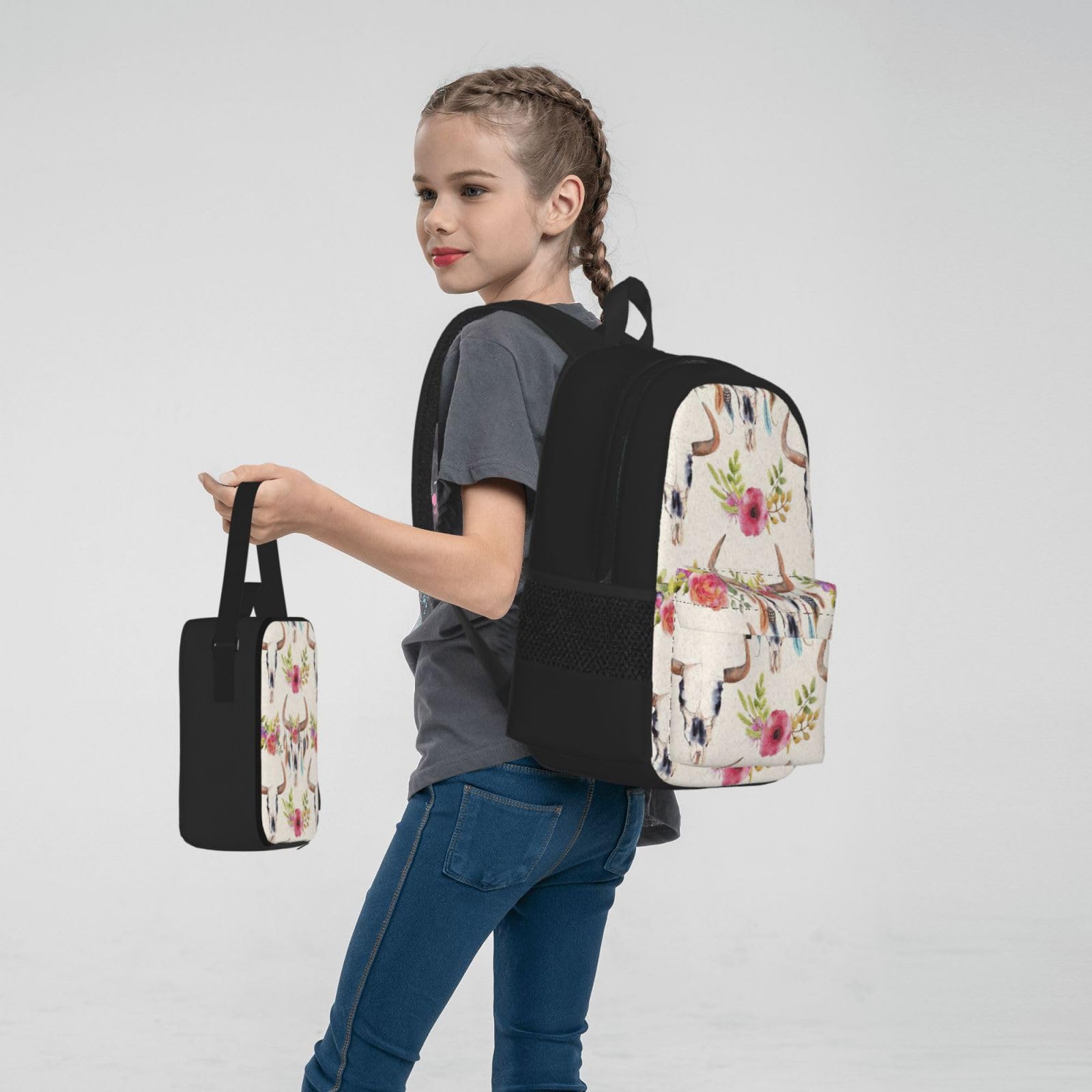 Zaino, borsa portapranzo, astuccio, set da 3 pezzi, per lavoro e