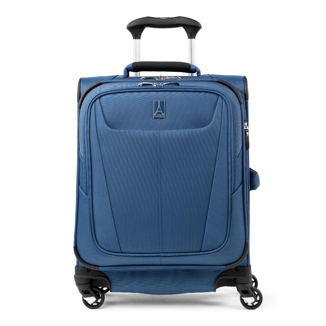 travelpro maxlite 5 softside expandable carry on luggage with 4 spinner wheels, lightweight suitcase, men and women, international, ensign blue, carry on 19-inch