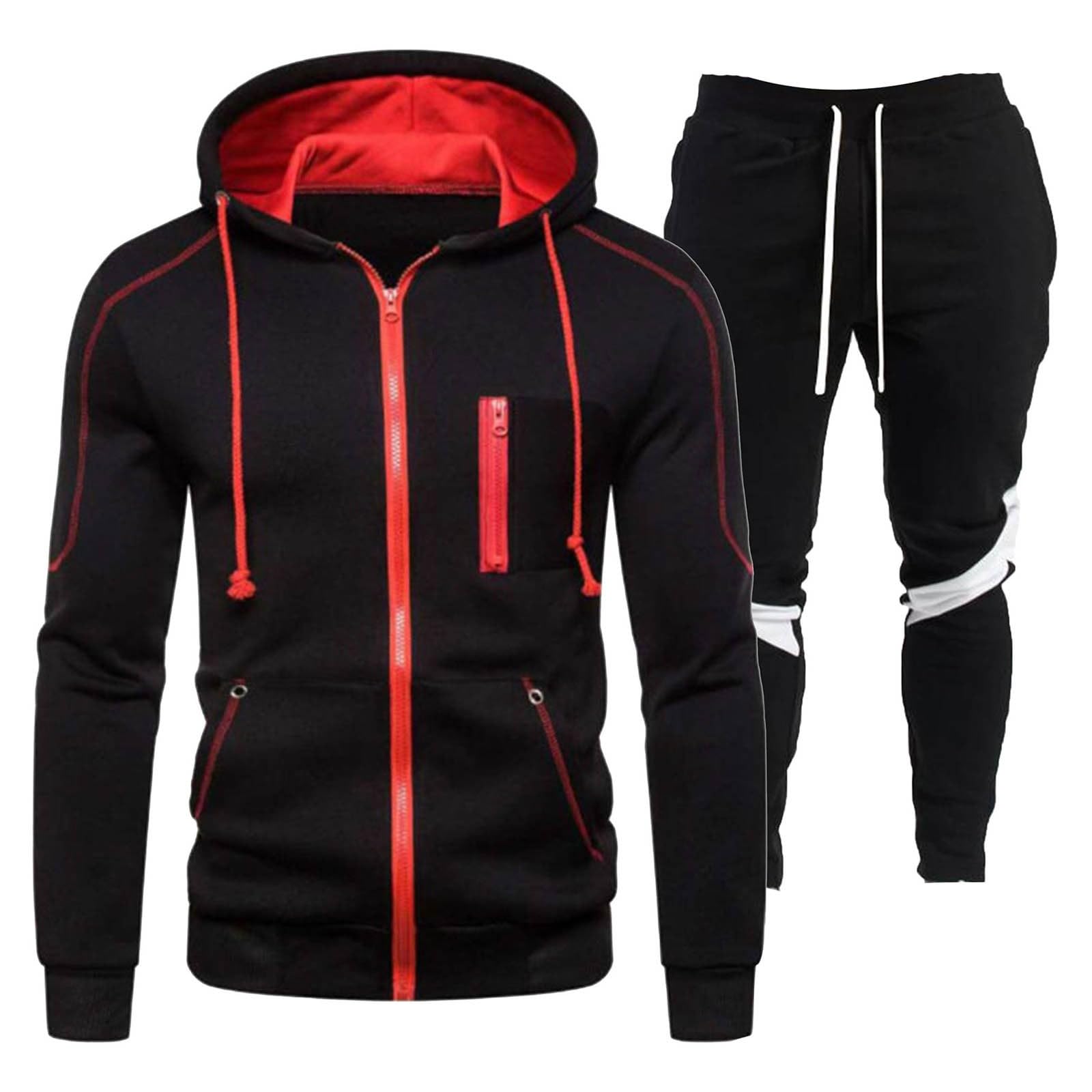 Generisch 2026 - Tuta da allenamento casual da uomo, a maniche lunghe, con zip completa, per corsa, jogging, atletica