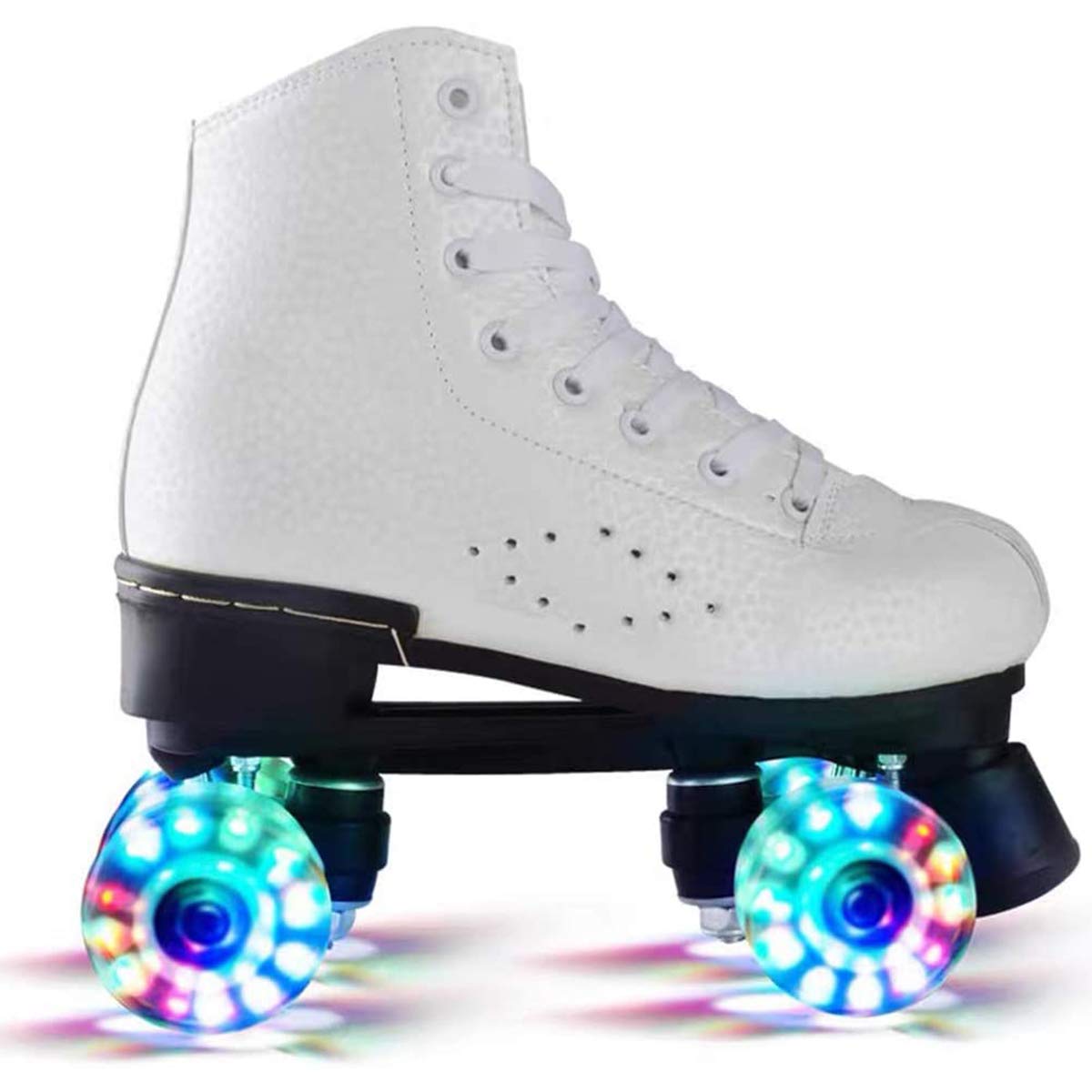 MIAOXIAO Patines de Patinaje para Mujer y Hombre 4 Ruedas Patines Clásicos de Piel de Doble Fila Patines Patinaje para Interior y Exterior Unisex Adultos