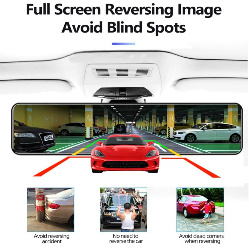 Cámara de salpicadero para espejo retrovisor para coches, cámara delantera y trasera 4K + 1080P, pantalla táctil DVR de 11 pulgadas, WiFi integrado con GPS Logger visión nocturna, grabadora de video