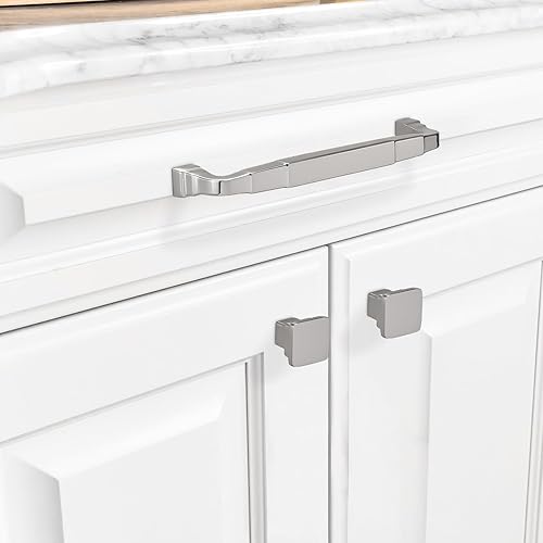 Miniatura 4 de COTYKILEY Paquete de 10 manijas de gabinete de níquel satinado cepillado de 5 pulgadas (5.039 in), tiradores de gabinete de cocina, manijas de