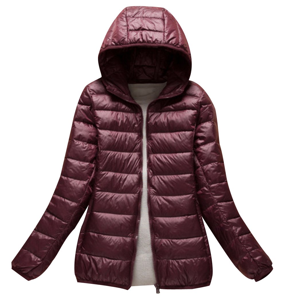 Abrigo Plumas Con Capucha Mujer Abrigos Acolchado Plumiferos Ligeros Chaquetas Chaquetones Plumon Anorak Plumifero Corto Cazadoras Chaqueta Acolchada Mujer Plumas Ultralight Invierno Vino Rojo XL