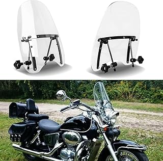 DREAMIZER Transparent Wave Windshield Windscreen,18"x16" Motorcycle Windshield,Universal PC Wind Deflector for 1 or 7/8” Handle Bars Motorcycle Motorbike