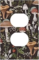 Vista 79 de Funky Retro Vintage 70s 60s Boho Hippie Hongo Botánico Floral 2 Gang Interruptor de luz de palanca doble Placa de pared Cubierta de toma