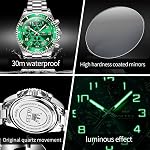 OLEVS Watches for Men Chronograph Luxury Dress Stainless Steel Waterproof Mens Watches Moon Phase Luminous Business Calendar Wrist Watch Blue/Black/Green/Gold/Face