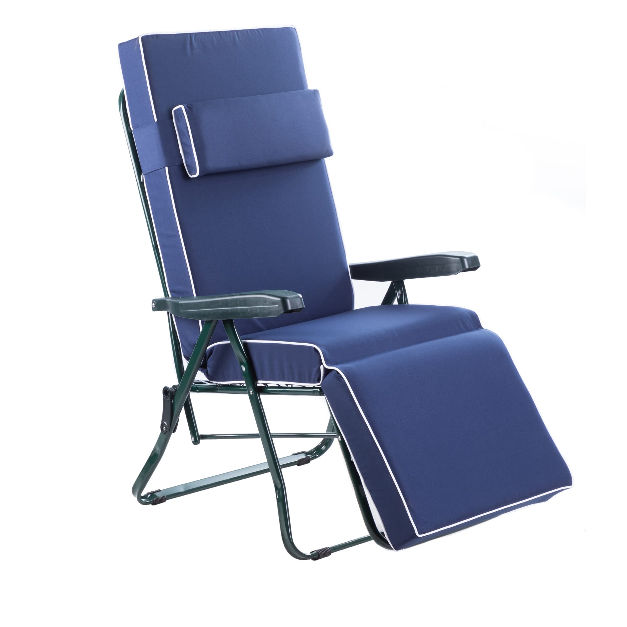 Alfresia Relaxer Garden Chair, Folding Outdoor Garden Chair with Luxury Cushion, Headrest and Footrest, Charcoal Frame