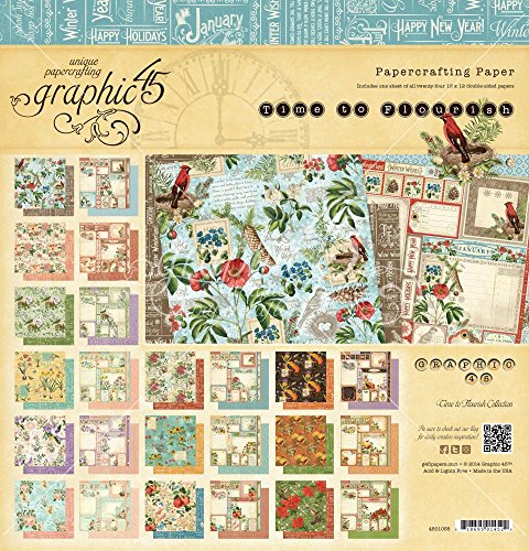 Graphic 45 Time to Flourish Pad for Scrapbooking, 12 by 12-Inch