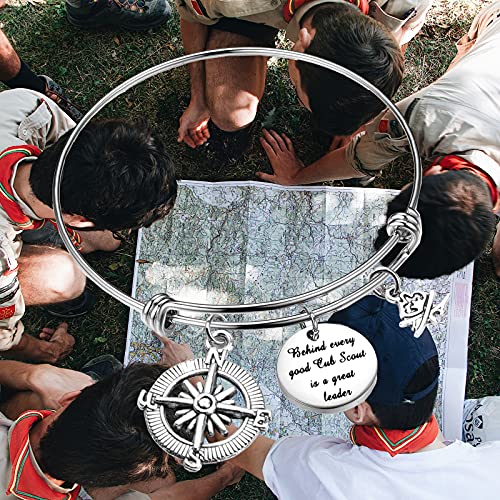Image of Detailed Cub Scout Leader Charm Bracelet Boy Girl Scout Gifts Behind Every Good Cub Scout is A Great Leader