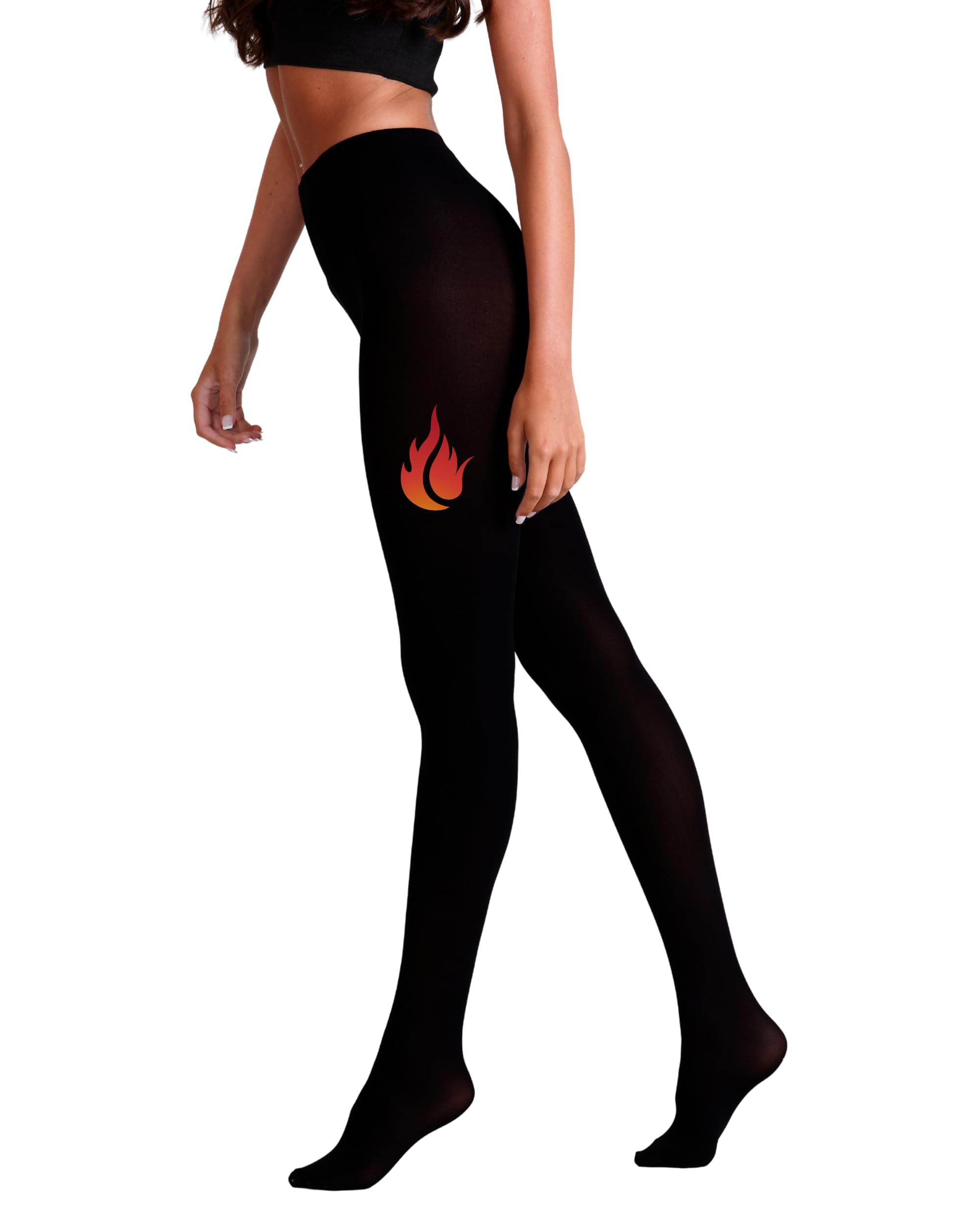 Silky Women's Black Fleece Lined Tights - Thermal Tights For XX-Large