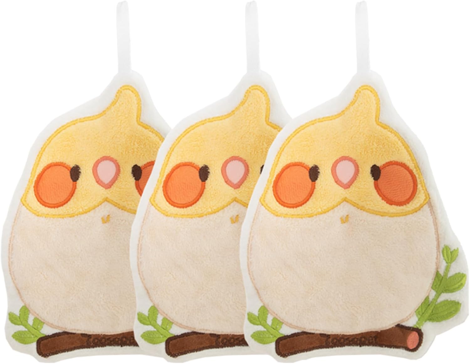 Soft Absorbent Parrot Hand Towel Sets Cute Parrot Embroidered Quick Dry Coral Fleece Hand Towels for Bathroom & Kitchen Gifts for Kids Teens Parrot Lovers Hand Towel 3 Pack (Cockatiel)