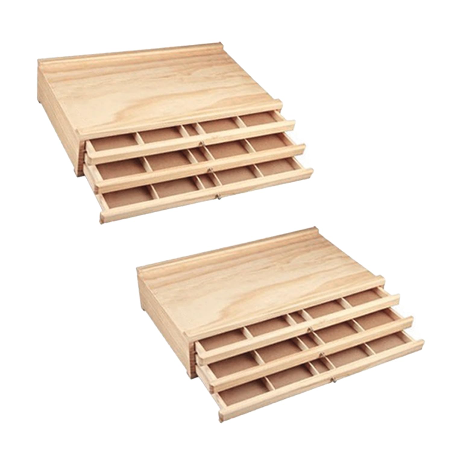 3 Cassetti Scatola Portaoggetti Per Artisti (2pcs),Con 4 Cassetti,Portatile,Scatola Di Immagazzinamento Per l'Arte In Legno Di Faggio Premium,Per Pastelli,Matite,Pennelli Materiale Artistico