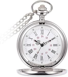 Tiong Vintage Taschenuhr Mit Kette - Quarzwerk, Stahlgehäuse 45mm