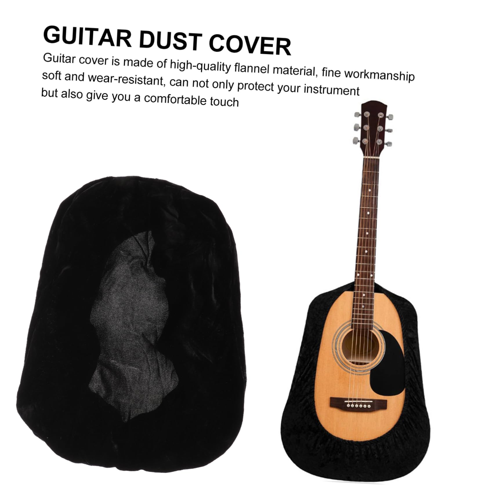 Funda Protectora para Guitarra Acústica Negro, Diseño Simple y Elegante, Material Antiácaros y Polvo, Adecuado para Uso Práctico y Diario