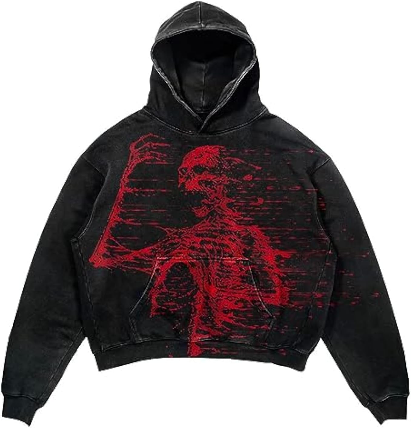 Halloween Y2K Hoodie Gothic Casual Alphabet Blast Print Pattern Skull Fashion Hoodie Men Harajuku Men Clothing