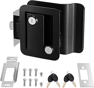 Kohree RV Travel Trailer Entry Door Lock with Paddle Deadbolt, Polar Black Camper Door Latch Handle with Keys RV Door Lock Replacement -Zinc Alloy Security Kit for Camper Horse Trailer Cargo Hauler