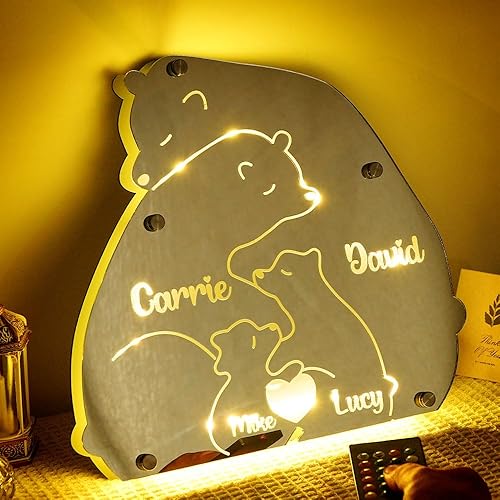 Miniatura 19 de VEELU Espejo con nombre personalizado – Espejo con luz LED – Letrero con nombre personalizado para decoración de pared – Decoración de dormitorio