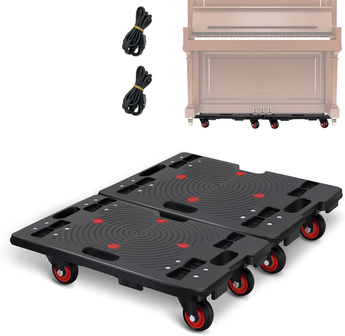 Set of Two Foldable Dolly Hand Truck Folding Carts with 360° Swivel Wheels - Easy Storage, Mute Portable Dolly Cart for Pulling Goods, Load Bearing 660lb, Including Folding Dolly & Dolly Cart