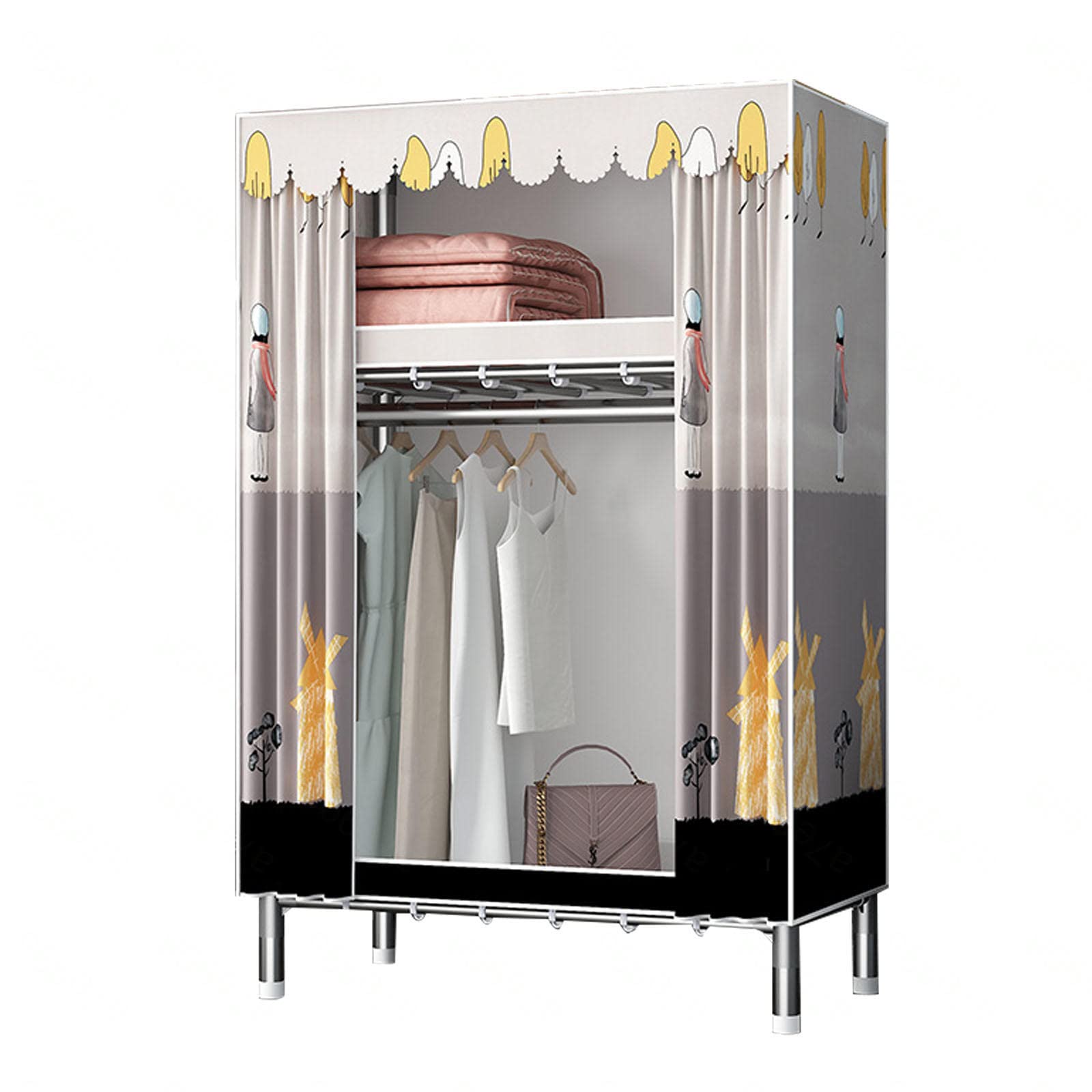 Armoire Penderie Modulable Portable Grande Capacité Storage avec Portes