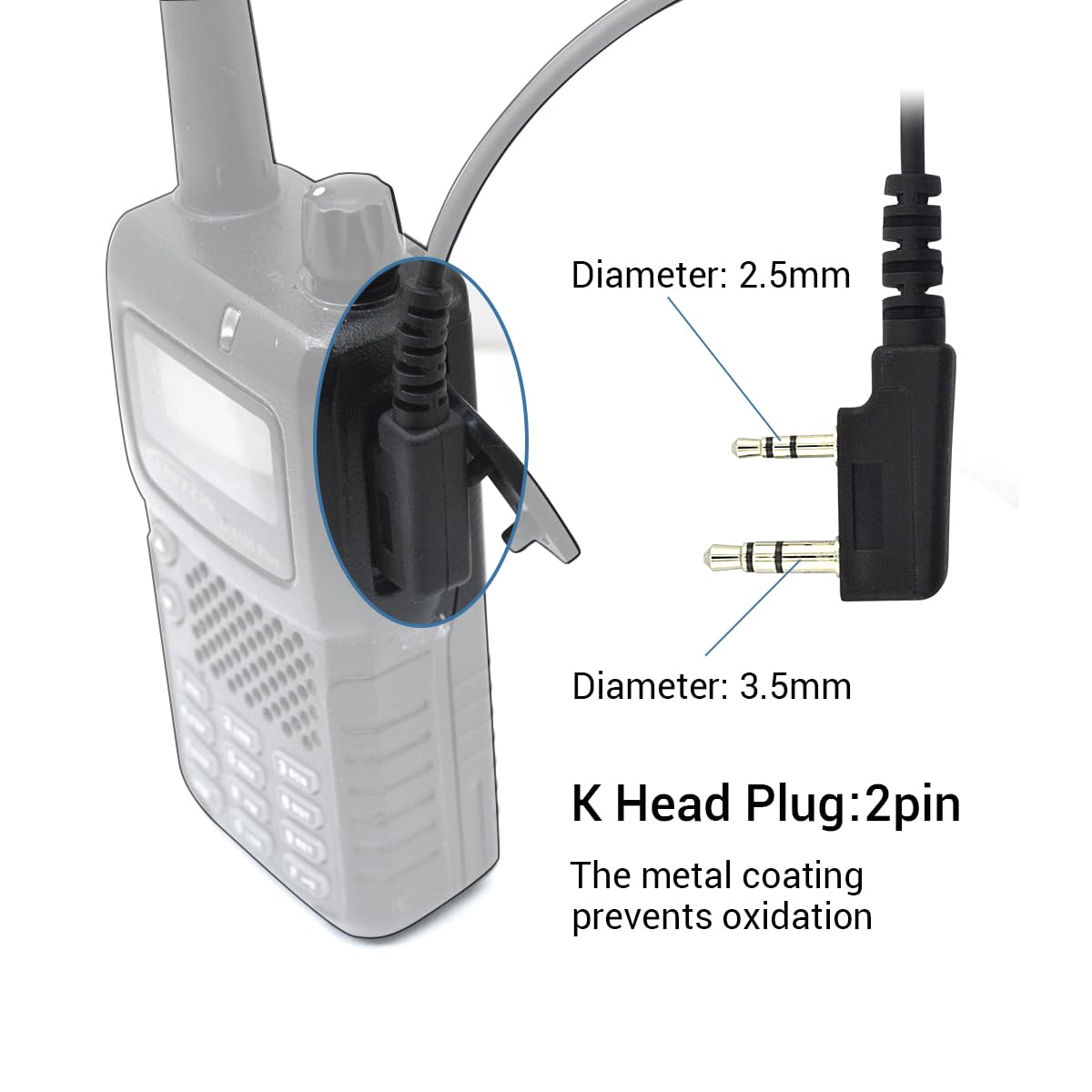 Auricolare Walkie Talkie Con Microfono PTT – Compatibile Con Kenwood E Baofeng UV-5R, H777, RT22 E Molti Altri
