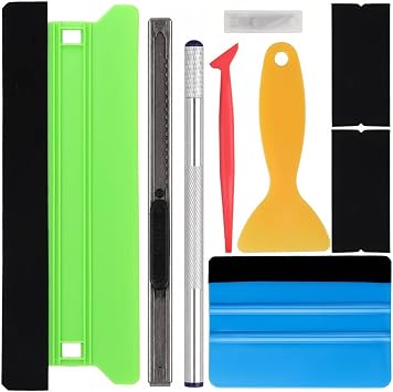9 PCS Vinyl Wrap Tools Kit for Car Wrapping | Wallpaper Installation Kit with Felt Squeegee, Trimmer, Cutter and Orange Bubble Smoother for Window Tint, Wall Decals