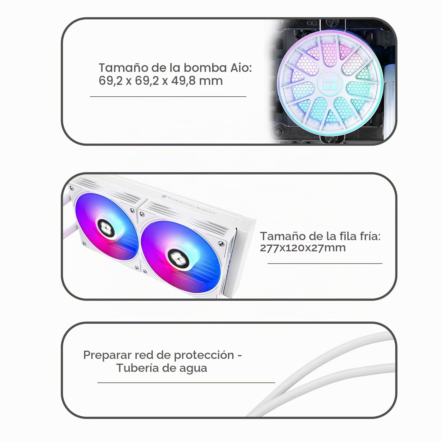 TR-Thermalright AQUA ELITE 240 V6 ARGB Witte vloeistofcpu-koeler, 240 mm all-in-one (AIO) koeling, dubbele PWM-ventilatoren met ARGB, compatibel met AMD AM4/AM5, Intel LGA1851/1700/115x/1200 (Wit)