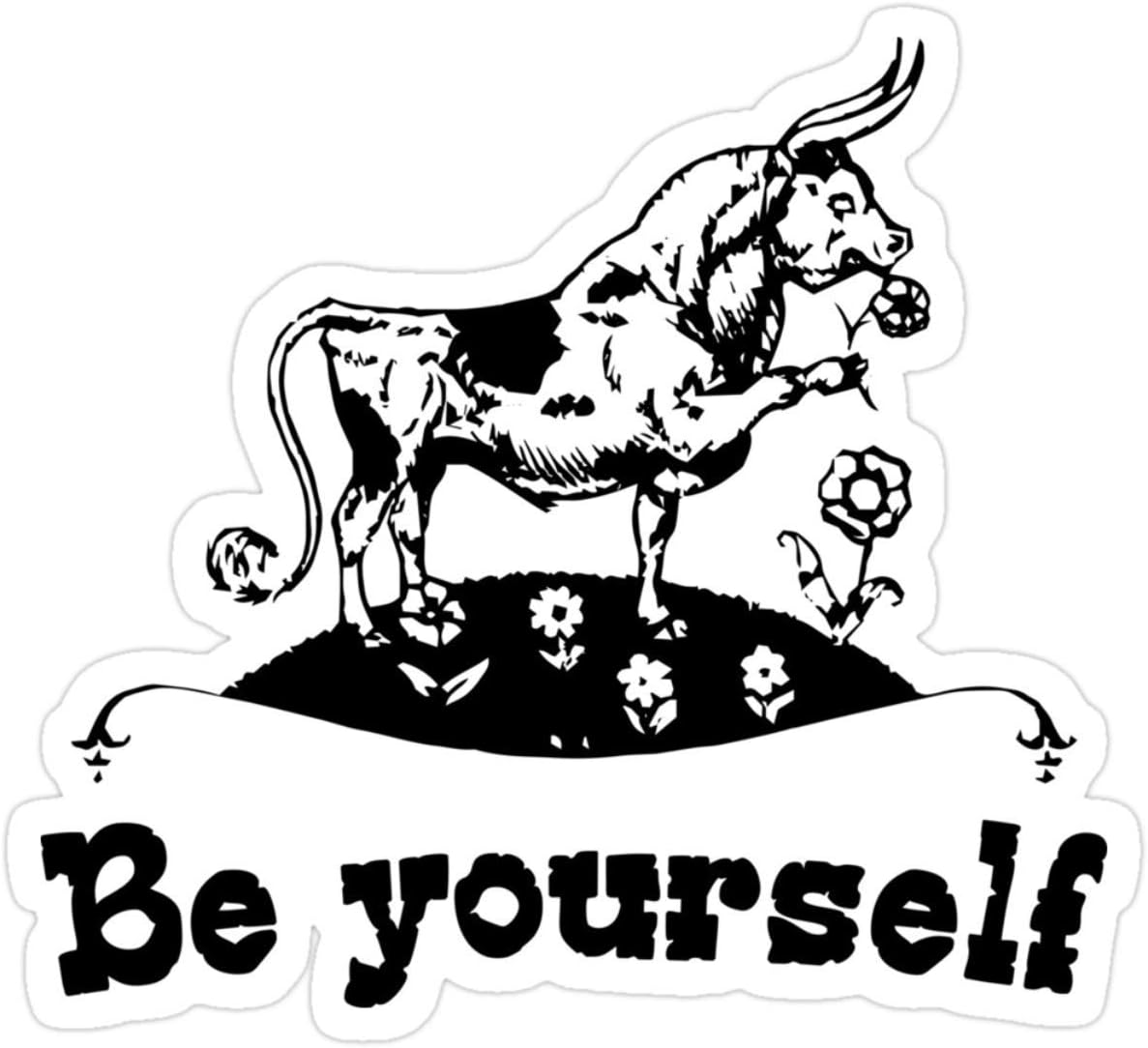 Stickers Be Yourself Ferdinand The Bull Graphic Tee T Shirt Vintage (3 Pcs/Pack) 3x4 Inch Water Bottle Decals