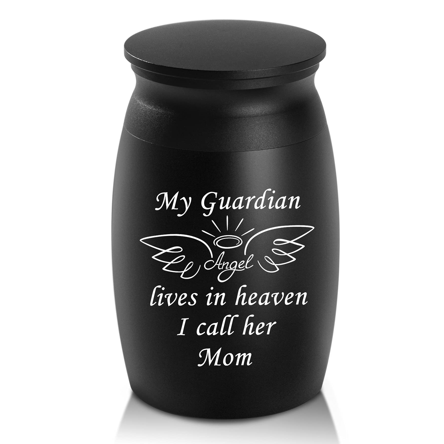 UrnAurn Small Urns for Human Ashes-2.76“ High Cremation Urn-Heavenly Peace Wings Funeral Urn for Sharing-My Guardian Angel Lives in Heaven I Call Her Mom-Decorative Urn-Memorial Urn