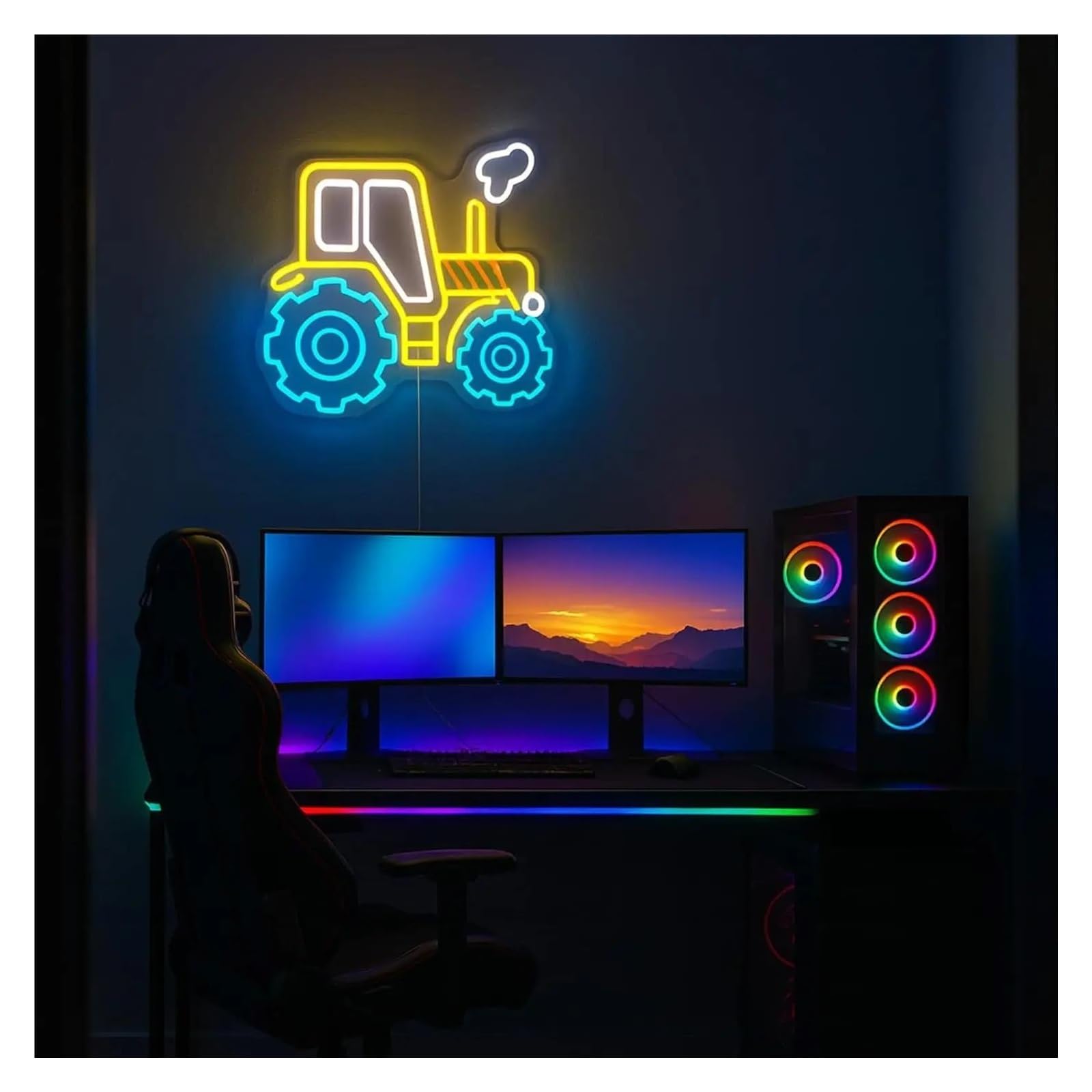 Decoración Lámparas Letreros De Neón De Tractor, Luz LED Rústica De Granja Para Garaje, Sala De Juegos, Habitación Infantil, Cueva De Hombre, Hogar, Bar Decoración 43cmx38cm