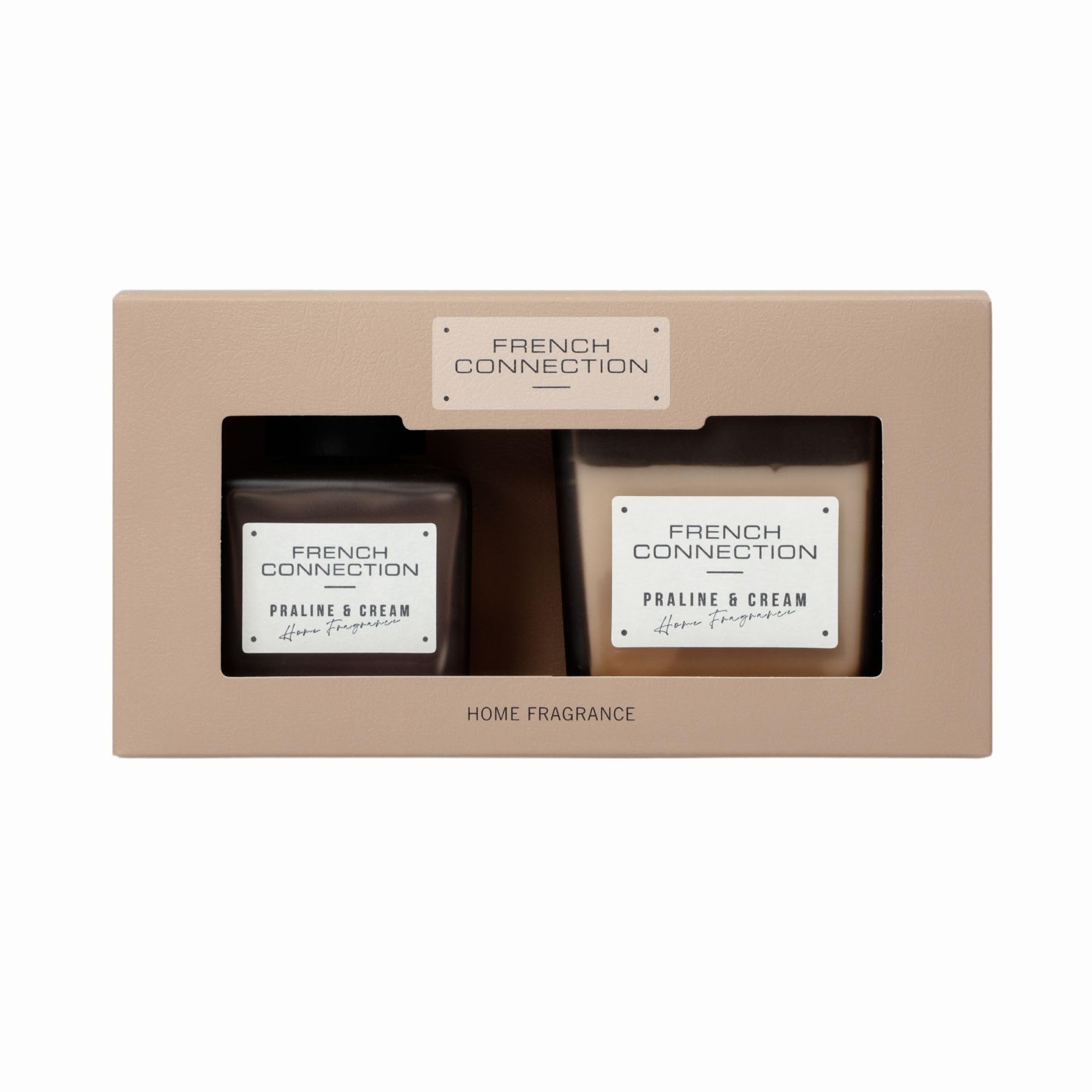 French Connection Praline and Cream Scented Candle & Diffuser Gift Set - 2 Piece