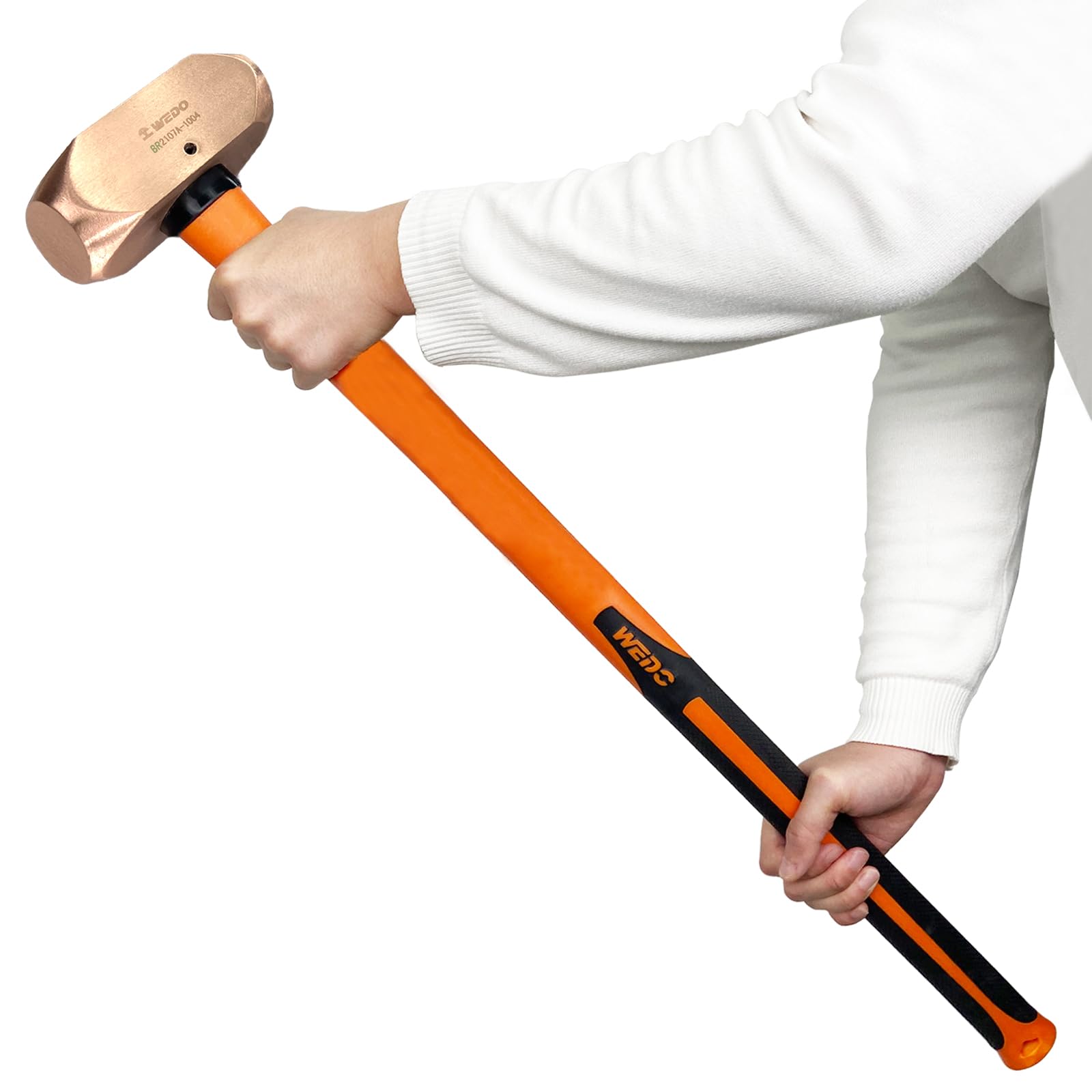 WEDO Copper Flat Hammer 2700g(6lb), Sledge Hammer with Fiberglass Handle, Length 700mm(28"), Die-Forged, Corrosion Resistant