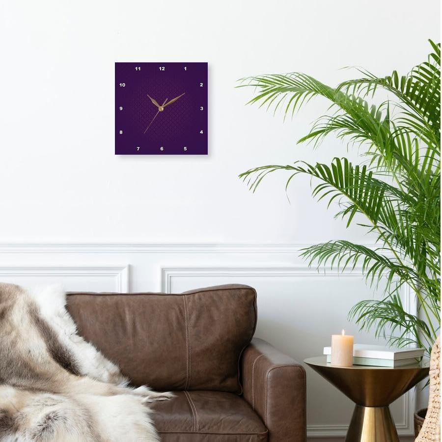Miniatura 2 de 3D Rose 3dRose - Reloj de pared con diseño de círculos abstractos y diamantes en tono morado oscuro, 15 pulgadas (DPP_202455_3)