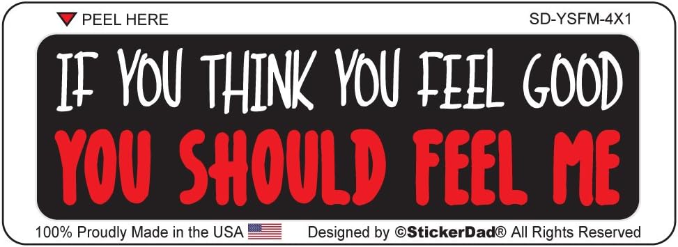You Should Feel ME Full Color Printed Sticker by StickerDad® - (Size: 4" x 1" Color: Black/White/RED) - Hard Hat, Helmet, Windows, Walls, Bumpers, Laptop, Lockers, etc.