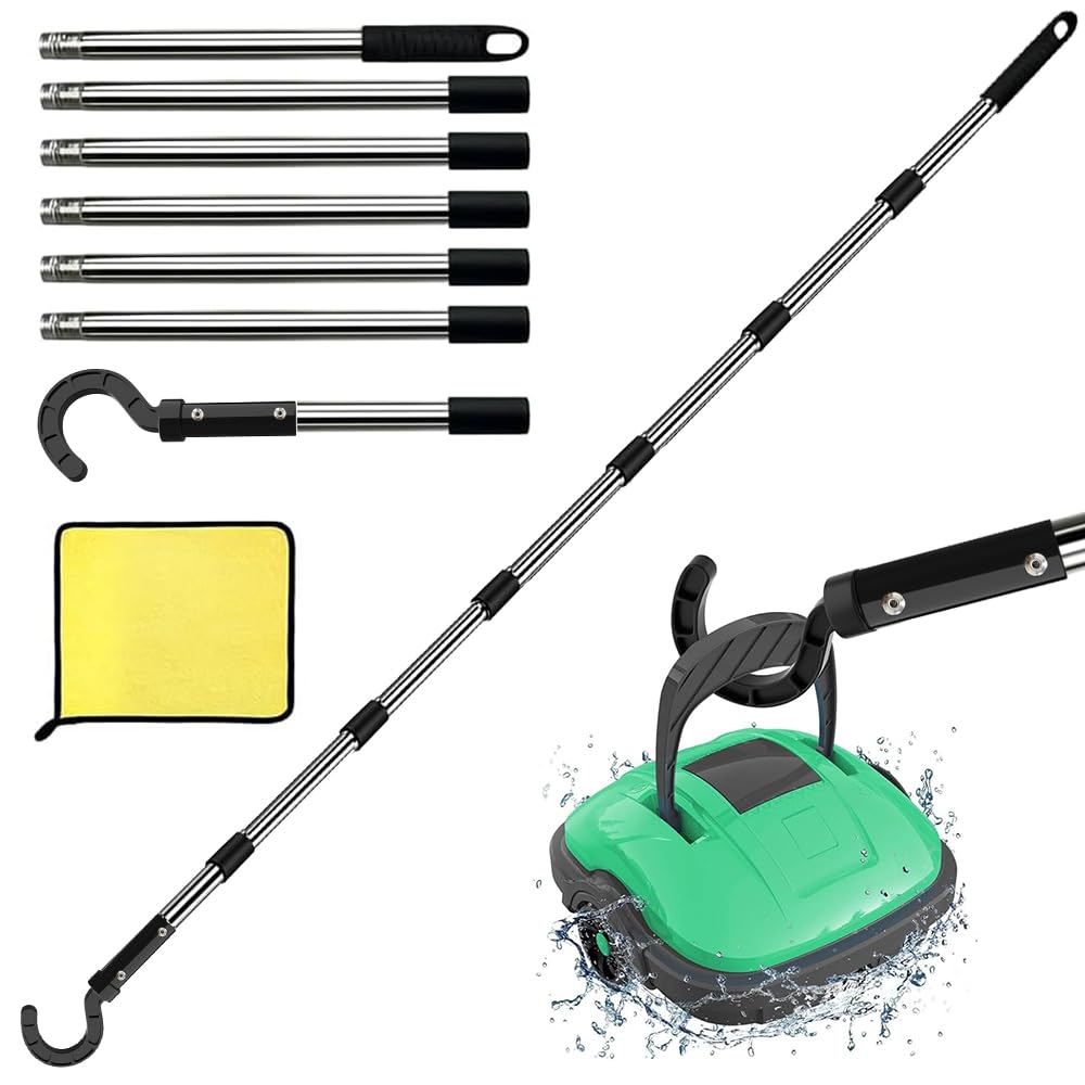 Ganchos para Robots De Piscina con Poste Telescópico 255cm, Pool Vacuum Sweeper Hooks, Gancho De Agarre para Aspiradora De Piscina, Ganchos para Todos Los Limpiadores RobóTicos De Piscina (negro/255)