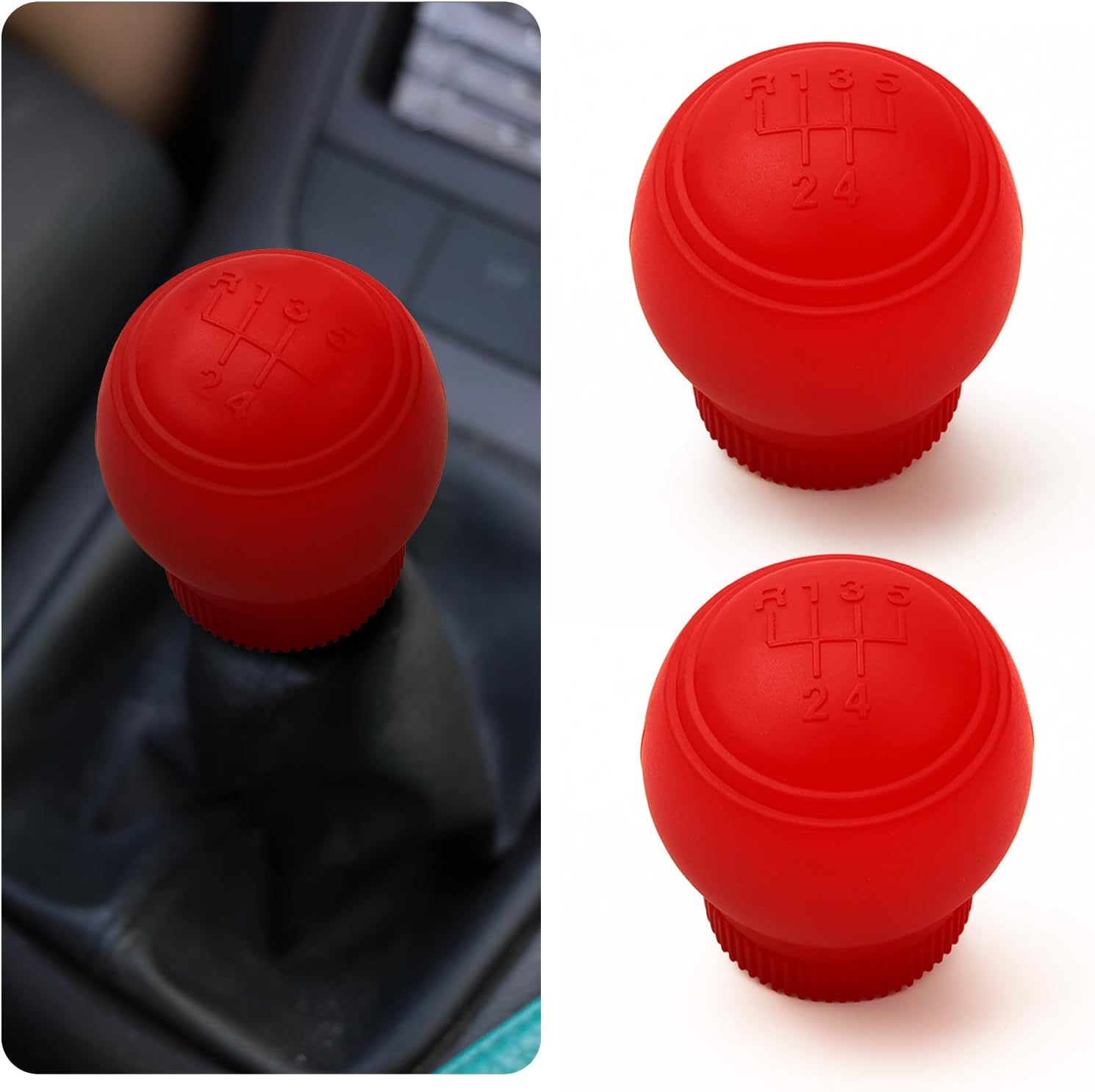 2PCS 5-Pace Automobile Gear Shift Cowl – Anti-Slip Silicone Handbook Stick Shift Ball Knob Safety, Common Automobile Inside Equipment (Purple)
