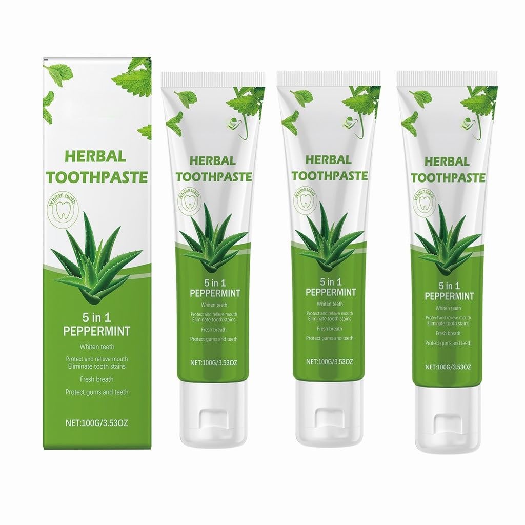 Dentifricio sbiancante all'Aloe Vera - Pulizia delicata, alito fresco, rimozione delle macchie con estratto di menta for sorrisi visivamente più luminosi(3pcs)