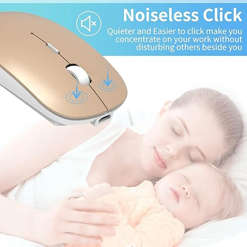 Miniatura 5 de ElizaHelen Wireless Bluetooth Mouse Dual Mode Slim Rechargeable Wireless Silent Mouse 24G Portable USB Optical Wireless Computer Mice with USB