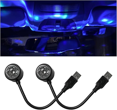 Sylvil Luz USB para techo de automóvil, lámpara de ambiente romántico ajustable con 9 modos funcionales, luz LED portátil activada por sonido, luz
