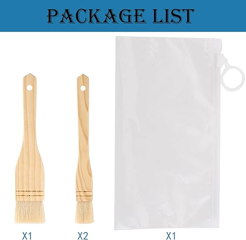 Miniatura 2 de 3 cepillos de repostería con cerdas de cabra y asas de madera dura, cepillo para hornear, asar a la parrilla, cocinar y untar aceite, mantequilla,
