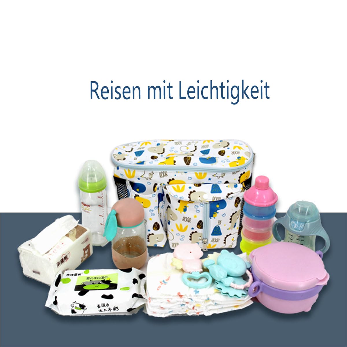 Organizer per Passeggino, Borsa Organizzatrice per Passeggino di Grande Capacità, Borsa portaoggetti con Tasca a Rete, per Biberon, Pannolini, Salviette, Telefono Ccellulare (Bianco)