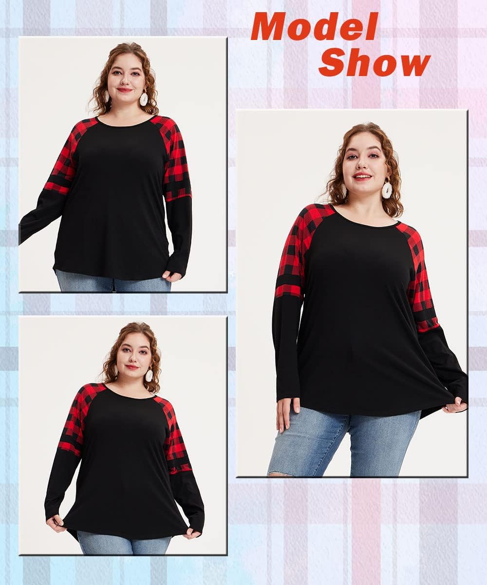 CARCOS Plus Size Tops for Women Long Sleeve Raglan Tops Flower/Tie Dye/Camo/Aztec/Leopard Print T Shirts Tunic Fall Xl-5Xl - Image 4