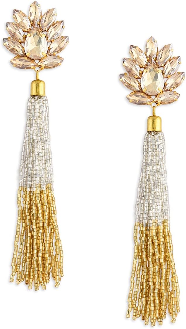ZAVERI PEARLSSparkling Crystals Fashion Forward Tassel Earring For Women-ZPFK7531
