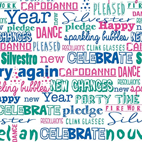 Mank Cocktail-Serviette aus Airlaid | 25 x 25 cm, 1/4 Falz | Gastronomie und private Feiern | 50 Stück | San Silvestro (Pink-Grün-Blau)