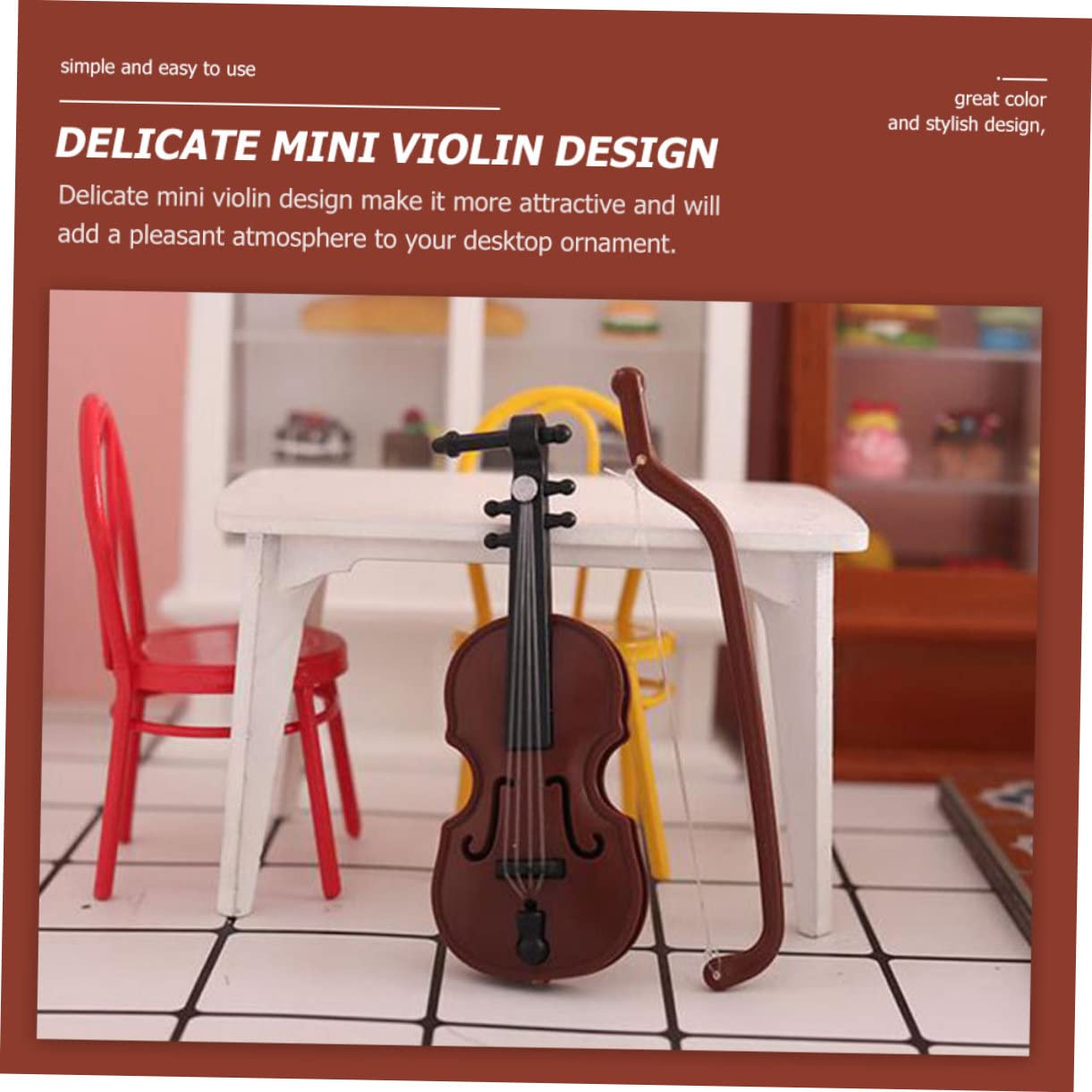 Figurine Violon Miniature Résine 28cm - Décoration Bureau/Salon - Style Rétro Avec Livre Ouvrable
