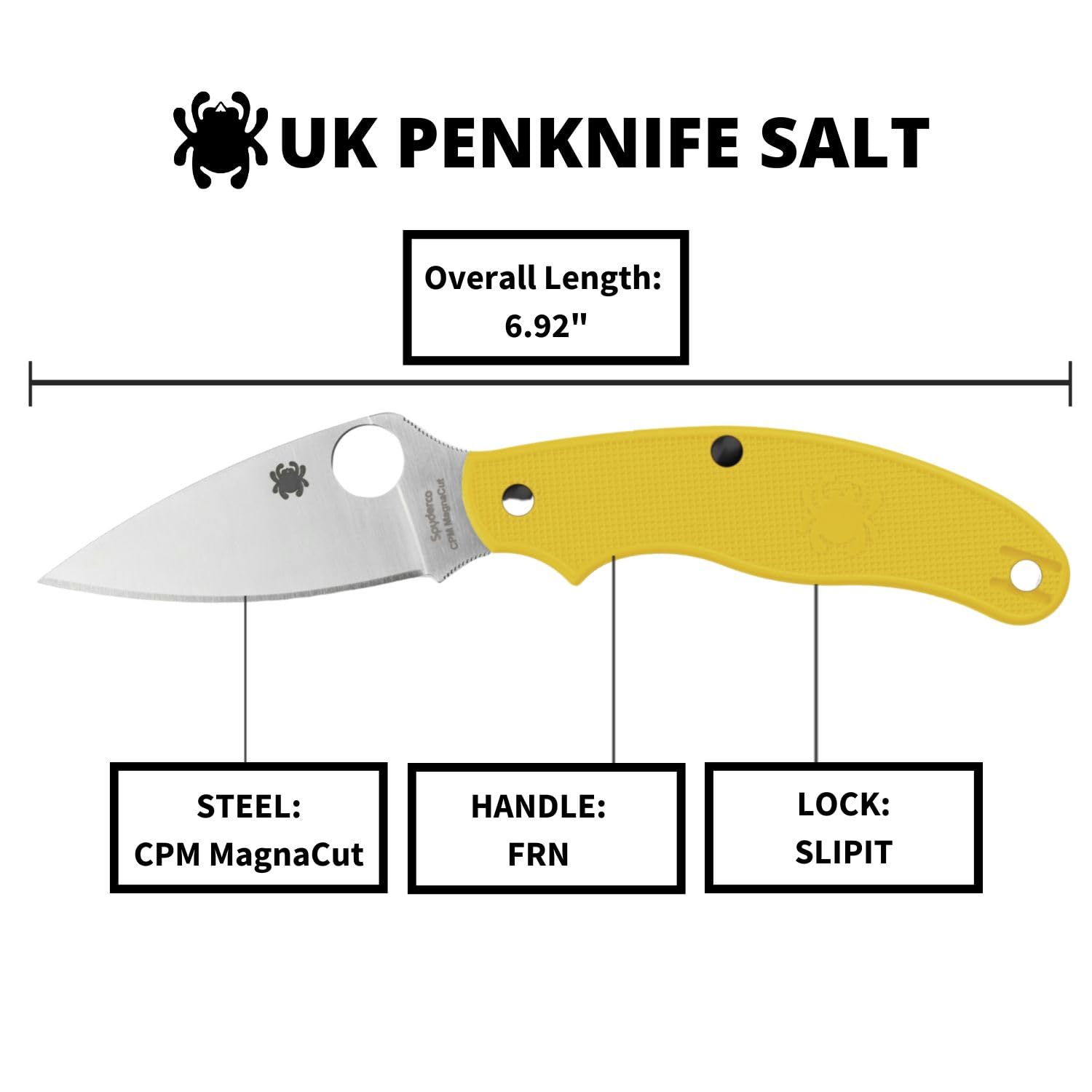 UK Penknife Salt - Mango: FRN* amarillo Acero: LC200N - Filo: Liso
