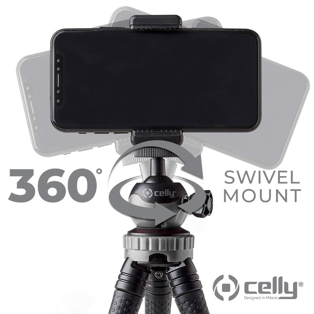 Celly CLICKNANOTRIBK Treppiedi Per Smartphone e Fotocamere Nero, 1 pezzo