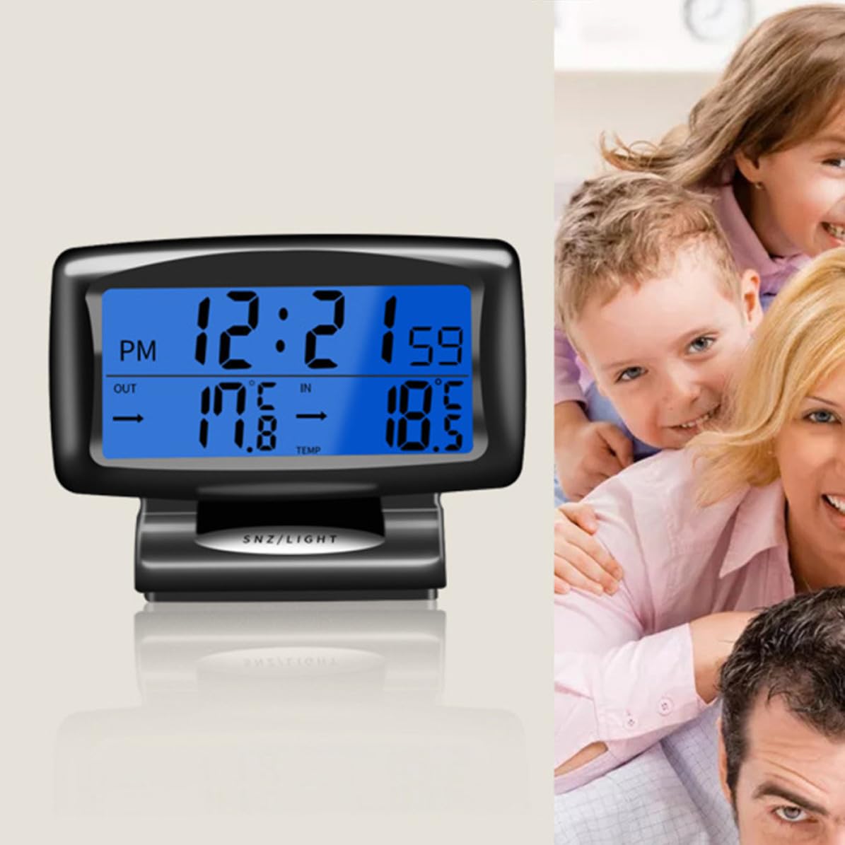 Car Luminous Thermometer for Dashboard Night Driving, Black