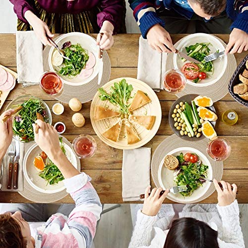 Manteles Individuales Redondos de Algodón 36cm/14inch Trenzado Antideslizante Salvamanteles Lavables, Alfombrillas de Comedor (Juego de 6)